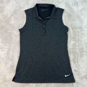 Nike Golf Sleeveless Polo Shirt Dark Grey Womens Size Small Dri Fit Golf Tennis